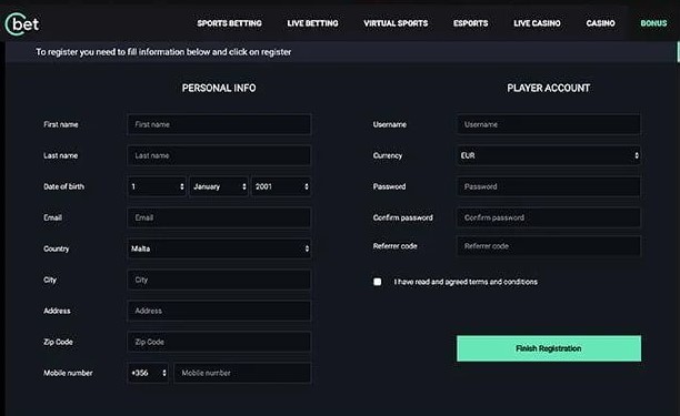 CBet Casino: Registration Process